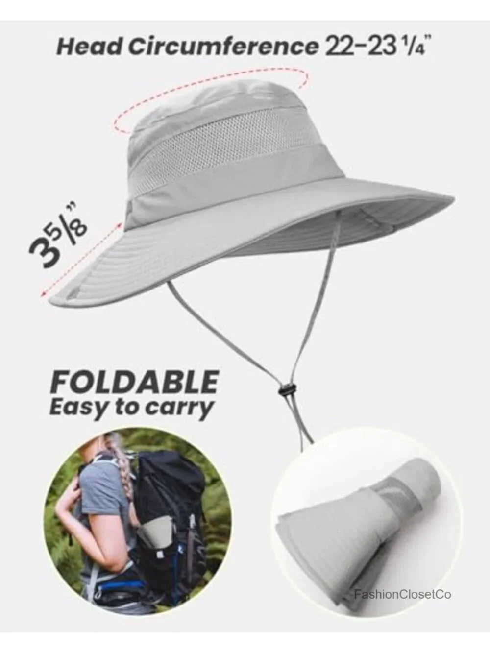 UPF 50+ High Ponytail Bucket Hat, Waterproof, Breathable, Adjustable Sun Hat